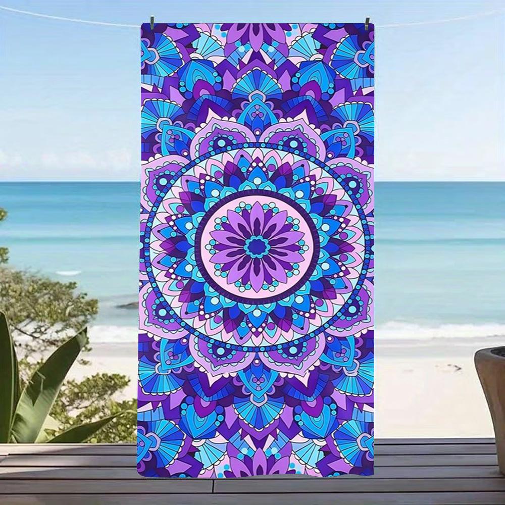 Boho Tribal Mandala Sea Turtle Print Beach Towel Quick Dry Towel For Seaside Holiday Swimming Pool Spa Gym Outdoor Picnic Use