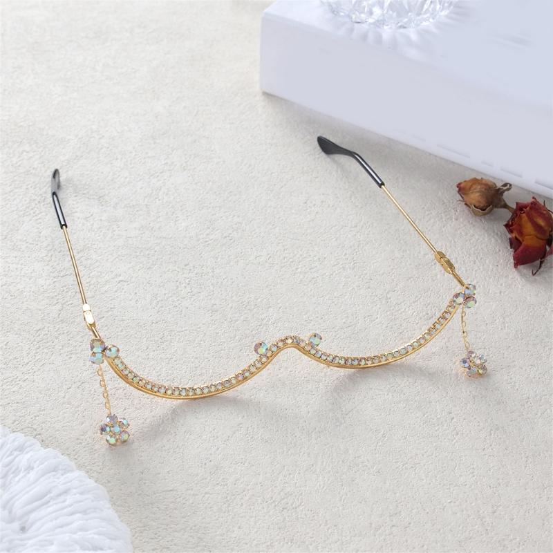 Contemporary Rhinestones Embellished Metal Eyeglass Frame Lightweight Design For Elegant Style And Practical Wear