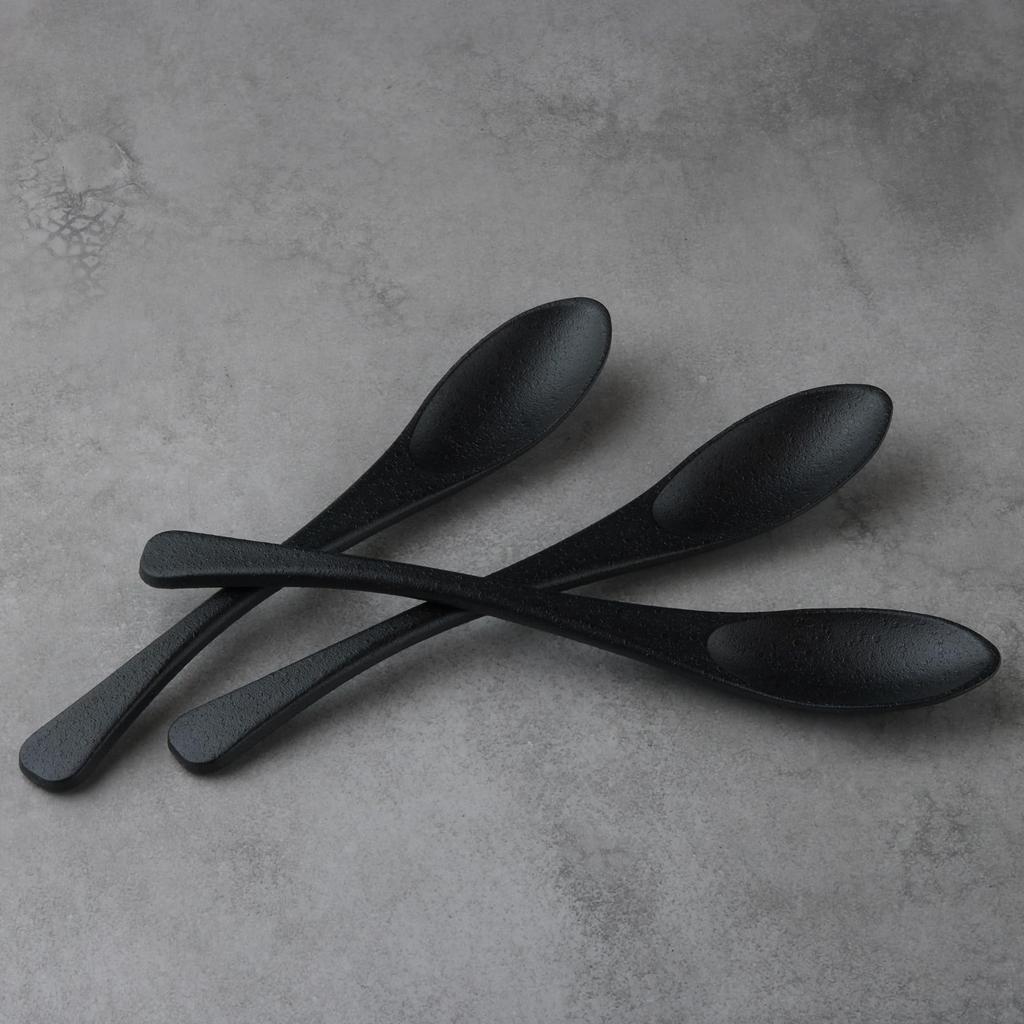 [ware Hendey] 20cm Heat-Resistant Spoon, Made In Japan, for Curry and Fried Rice, Premium Black, Heat-Resistant Up To 240°C, Dishwasher and