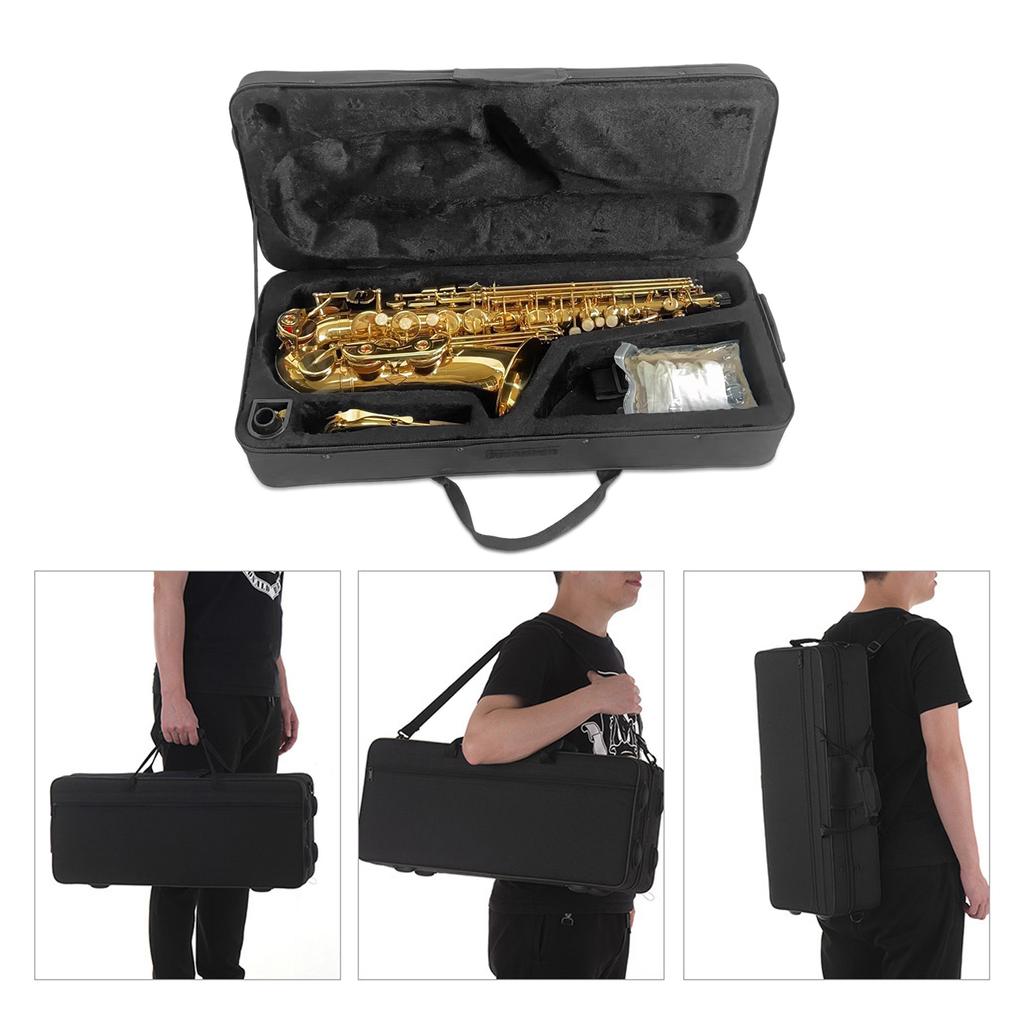Golden Eb Alto Saxophone Sax Brass Body White Shell Keys Woodwind Instrument with Carry Case Gloves