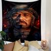 Futuristic Helmet Soldier Tapestry Wall Hanging, Tactical Sci-Fi Warrior Art, Cyberpunk Wall Decor for Bedroom Gaming Room
