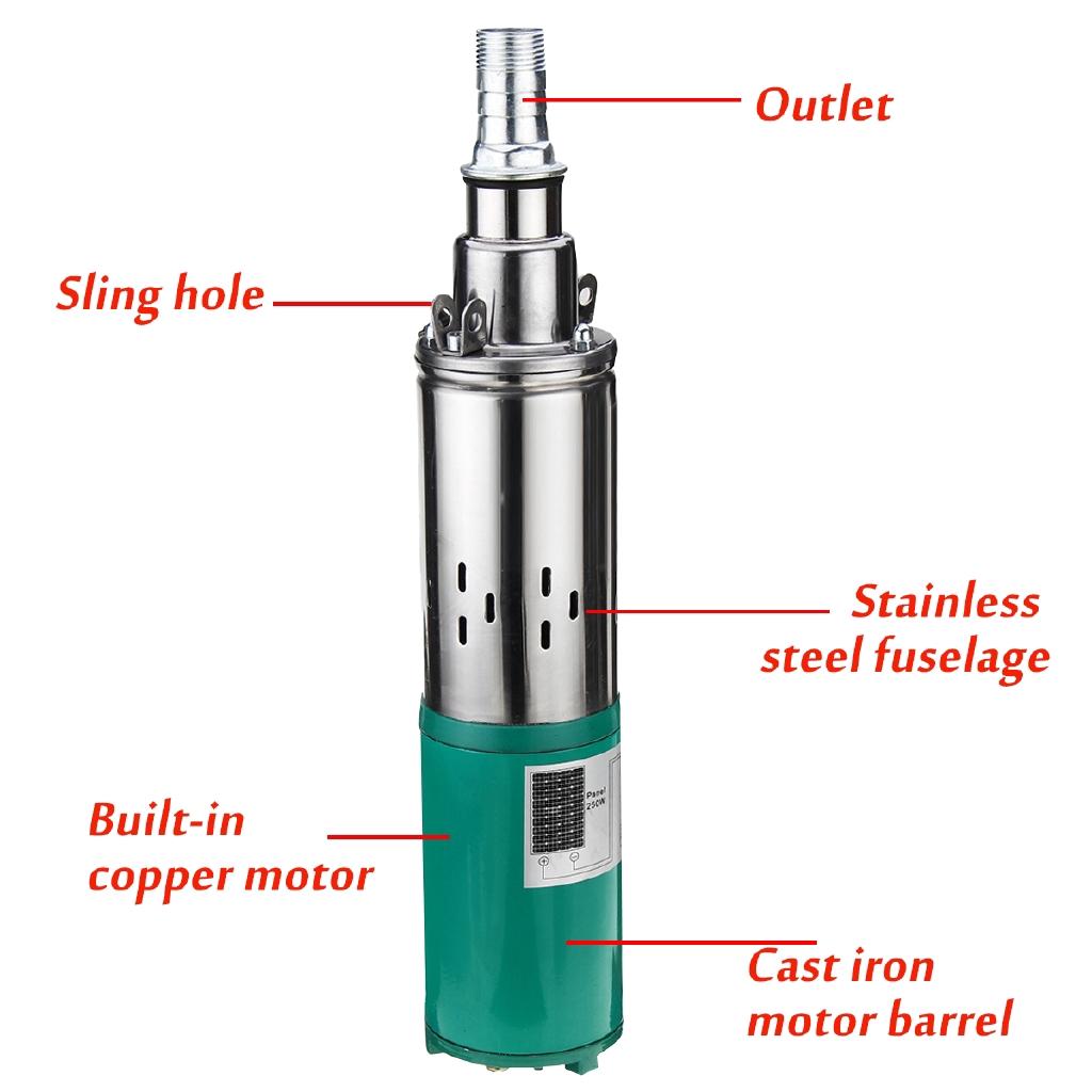 260W New Submersible Solar Water Pump 40m 1200L/h Deep Well Irrigation Garden Home Agricultural 39cm X 8.5cm