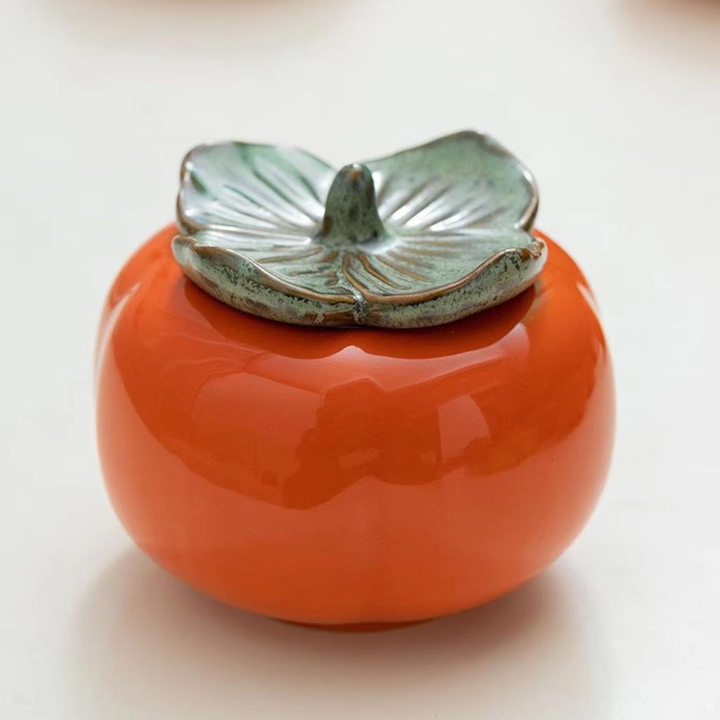 1 persimmon shaped food storage container with sealed lid, suitable for sugar and salt, New Year's gift and souvenir