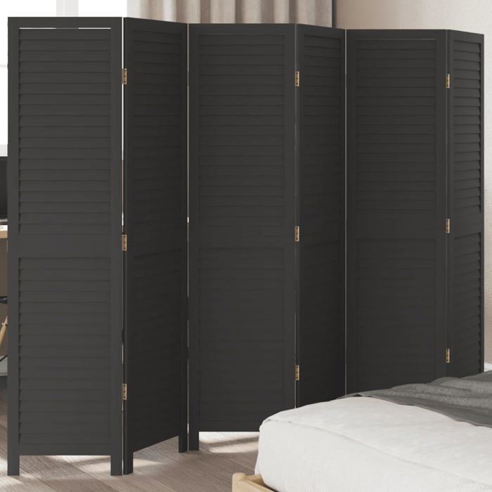 VidaXL Cloison de Séparation 6 Panneaux, Séparateur de Pièce, Écran d'Intimité, Paravent de Salon Chambre, Noir Bois de 358857