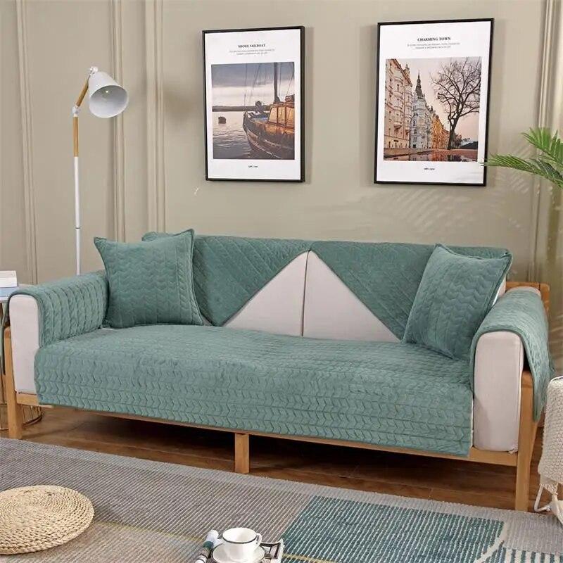 Short Plush Non-slip Sectional Sofa Towel Soft Thick Comfortable Crystal Velvet Sofa Cover  Winter Warm Sofa Mat for Living Room