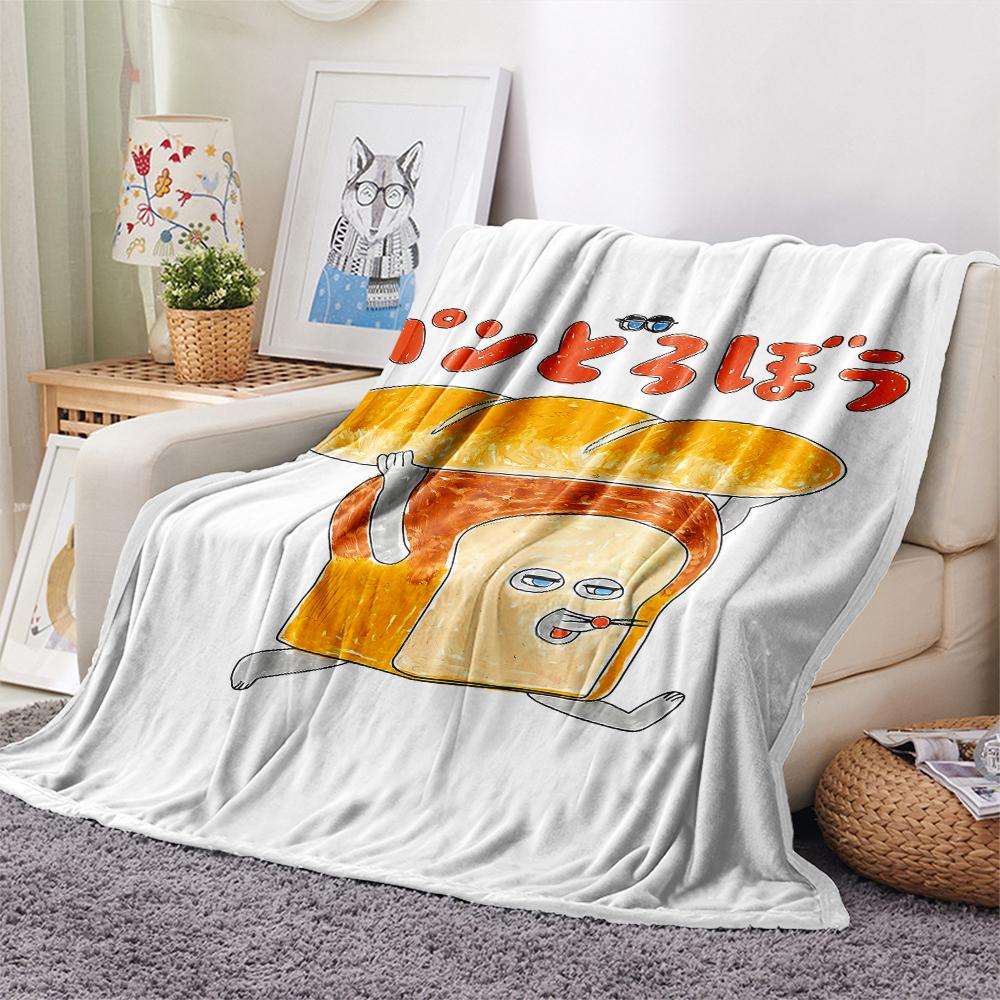 1PC Bread Thief Print Flannel Blanket, High quality All Seasons, Home Decor, Warmth and Comfort, Perfect for Christmas Gifts