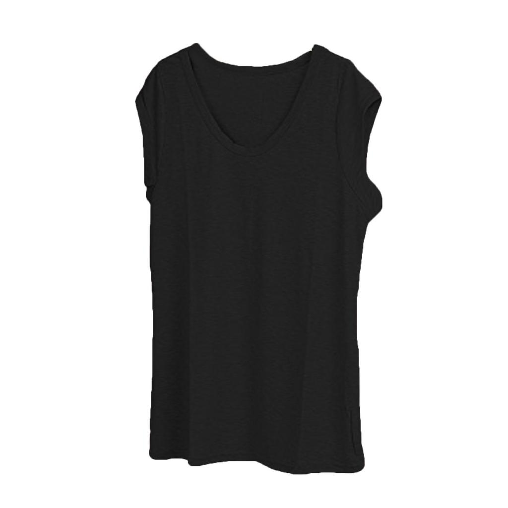 Women's V-Neck T-Shirt Casual Cap Sleeve Vest Solid Loose Blouse Fit Tank Tops