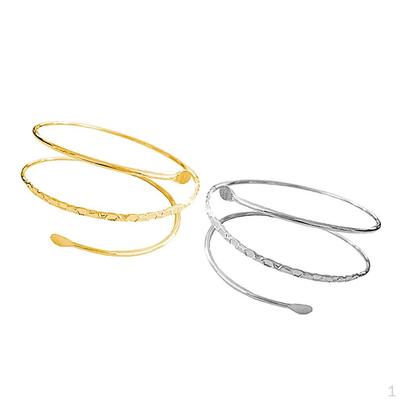 2 stuks Eenvoudige Metalen Spiraal Bovenarm Manchet Open Armband Armband Sieraden