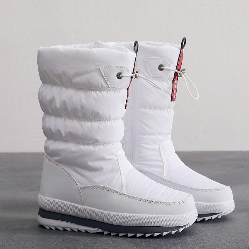 Waterproof Round Toe Platform Half High Plush Women'S Snow Boots Trend  Large Size Warm Winter Non Slip New In Ladies Shoes