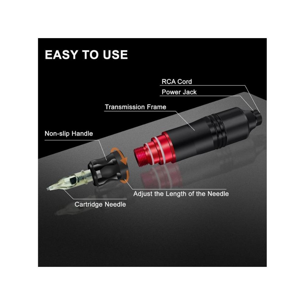 Tattoo Machine Kit with Power Supply, Pigment, 10 Needles and Accessories