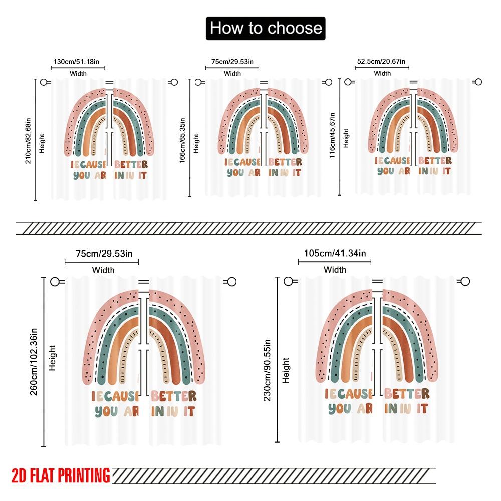 2pcs 2D flat printing Curtain Rainbow Classroom Quote Fabric Without Electricity Party Decorations Use for Outdoor Holiday