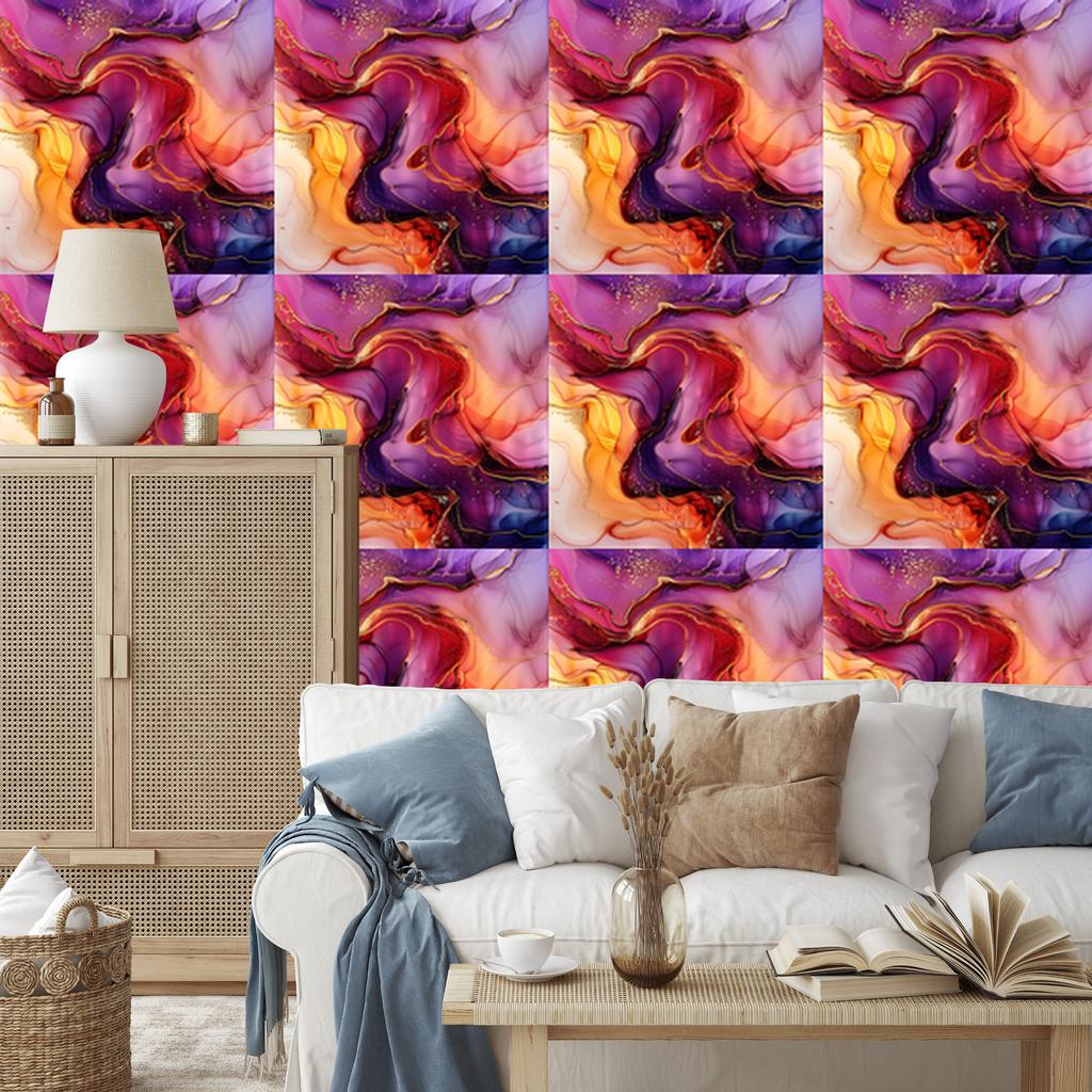 Ink Wallpaper Red, Purple and Peach 50x1000