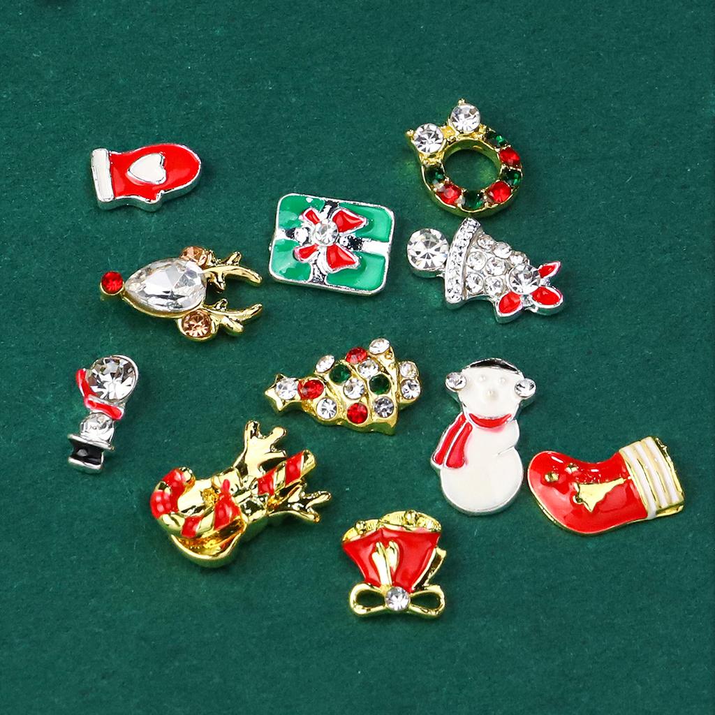 Boxed Christmas Ornaments Nail Art Charms For DIY Decoration Snowflake Christmas Boots 3D Alloy Nail Accessories Gift