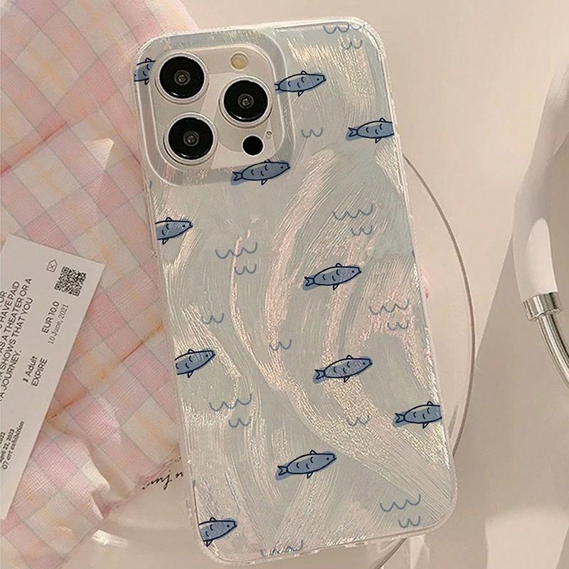 Minimalist Fish Pattern Phone Case For Samsung Galaxy A56 A55 A54 A53 A36 A26 A16 A15 5G S26 Ultra S25 FE S24 Plus S23 S22 Cover