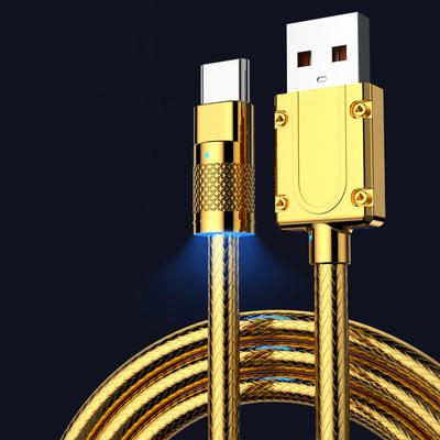 Золотий розкішний металевий кабель для передачі даних типу C USB, супершвидкий зарядний шнур для мобільного телефону Samsung, Xiaomi, Oppo Vivo, швидка зарядка