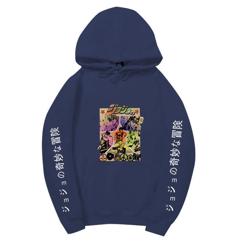 JoJo Bizarre Adventure Hoodie Unisex Fleece Sweatshirt Color Manga Print Autumn Winter Pullover