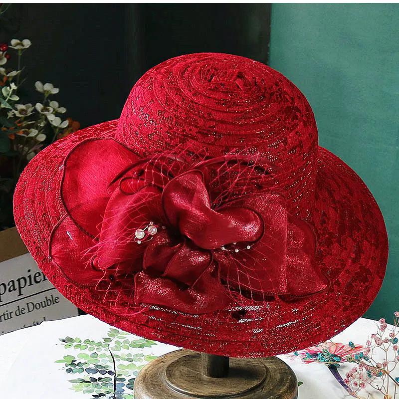 

WTEMPO женские сетчатые элегантные складные шляпы с большими полями, однотонные повседневные универсальные летние солнцезащитные пляжные шляпы 1pc хаки