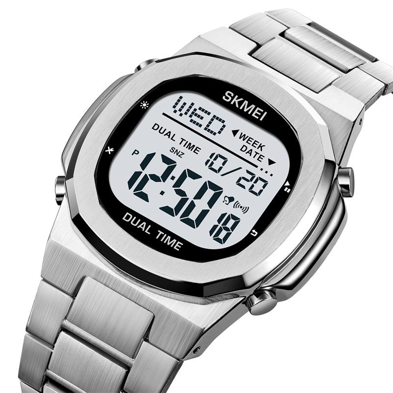 Skmei Steel Strap Mens LED Digital Watches Original Brand Waterproof Sports Wristwatch Fashion Multifunctional Dual Time