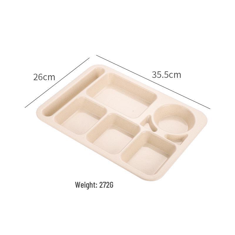Cross-border Wheat Straw Children's Anti-fall Compartment Dinner Plate for Household or Student Canteen Use.