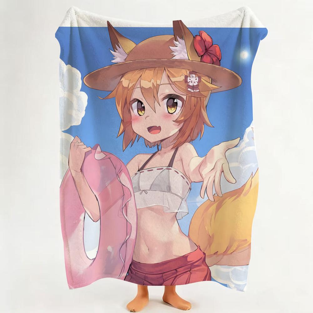 

Cartoon T The H Helpful F Fox S Senko S San Throw Flannel Throw Blanket Suitable for Sofa Living Room Bedroom 75cmx90cm