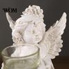 Home Decor Angel Candle Holder Little Holder, Resin Decorative Guardian Tea Light Romantic Retro Cherub Sculpture for Church Wedding Elegant