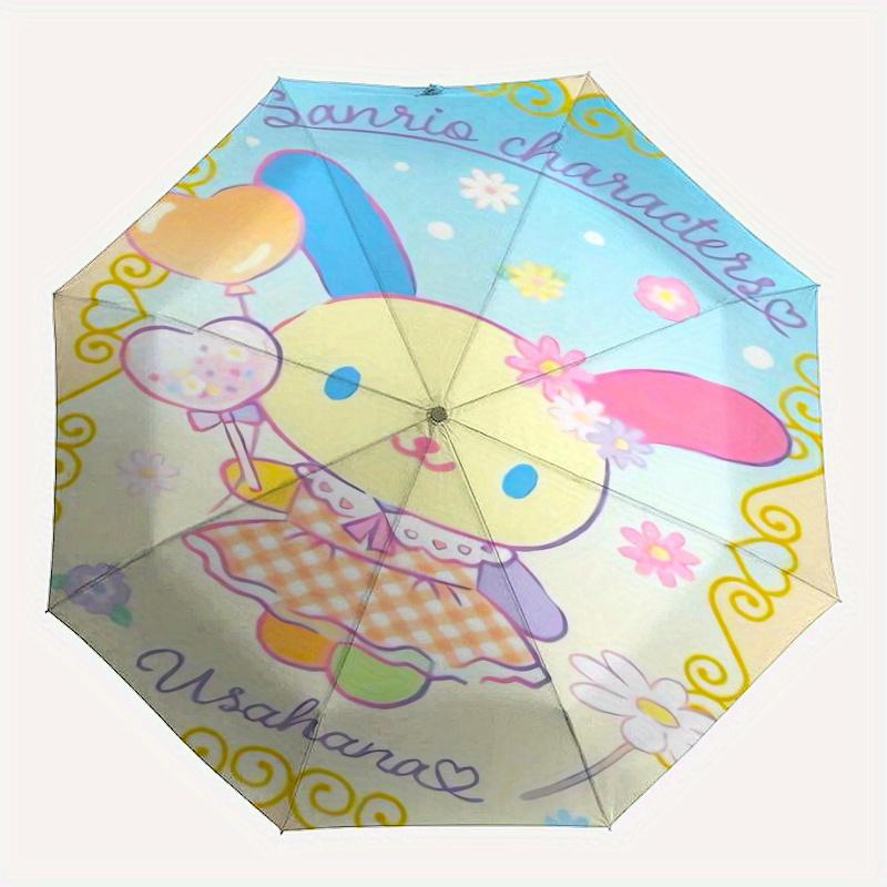 Sanrio Characters,Usahana Automatic Folding Umbrella Simple 8 Rib Design, Bright Cartoon Pattern, Durable Iron Frame, Suitable For Travel, O