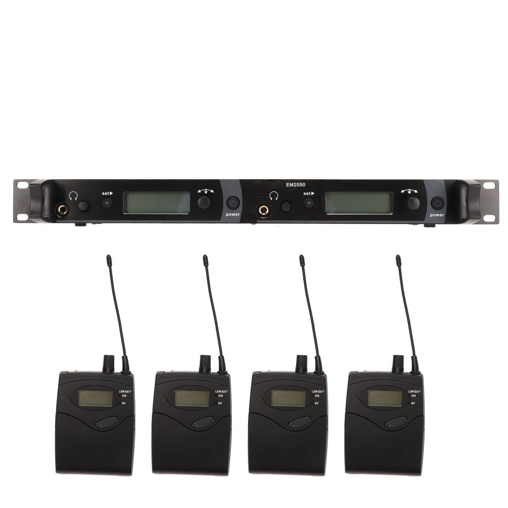 Wireless Earphone Monitor System 2 Channel 4 Bodypacks Whole Metal UHF Stage Monitoring System for Studio