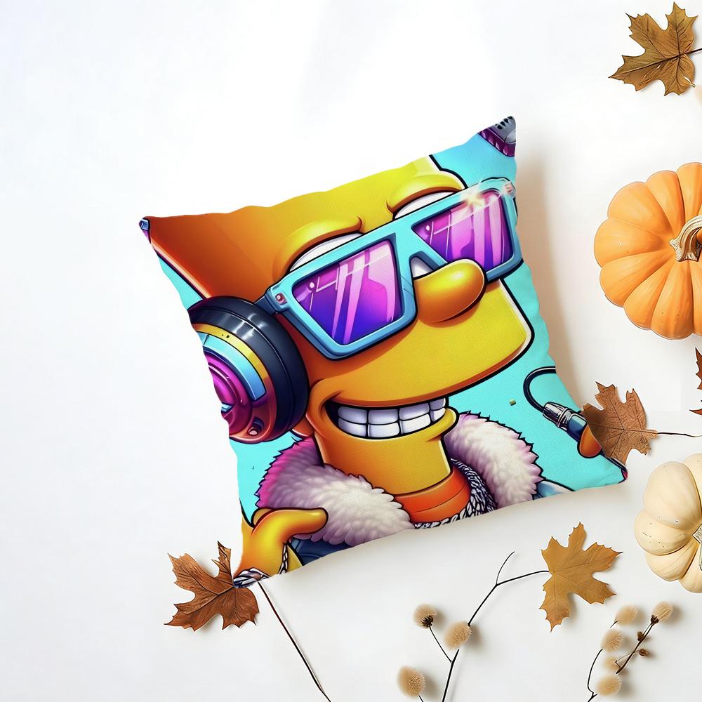 TThe Simpsons Cushion Cover Washable Linen Pillowcase Soft for Daily Sofa Bed Home Room Decor