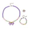 Sweet Princess Bow Necklace Bracelet Suit Candy Purple Bead Chain Children's Zircon Handmade Zircon Accessories