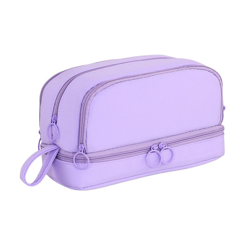 Large Capacity Four-Layer Pencil Case for Students - Solid Color, Simple Design, Multifunctional for Boys and Girls