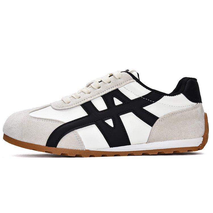 Soft leather version~ Forrest Gump shoes women's 2025 autumn new round head thick sole color matching non-slip comfortable casual sports shoes tide