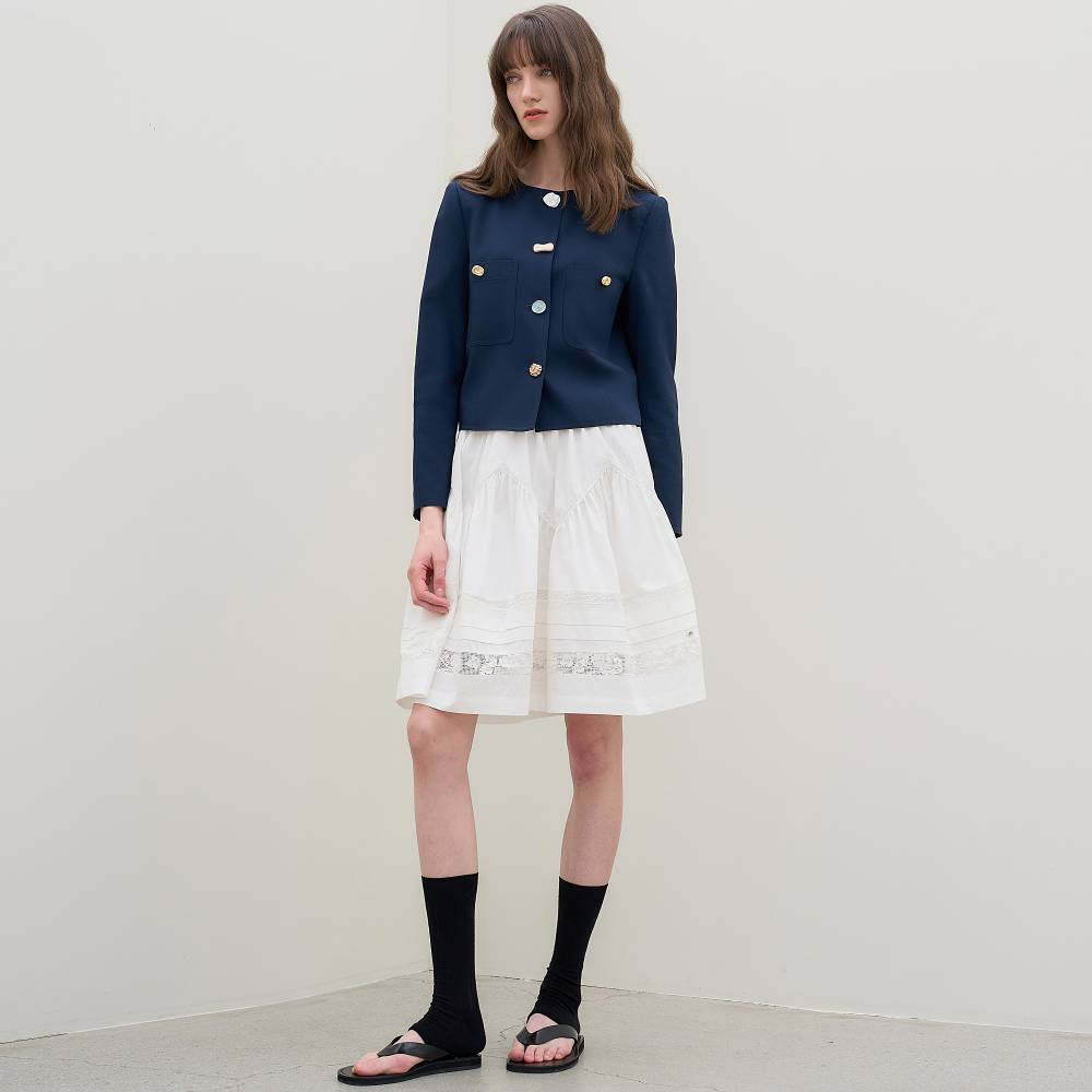 Mitte Round Crop Jacket_Navy