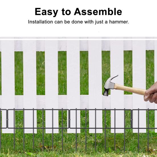 

5 Pcs Animal Barrier Fence No Dig Iron Garden Fence Rustproof Metal Fences Border for Rabbits And Dogs Ground Defense Outdoor Yard Patio Protection 5pcs чорний