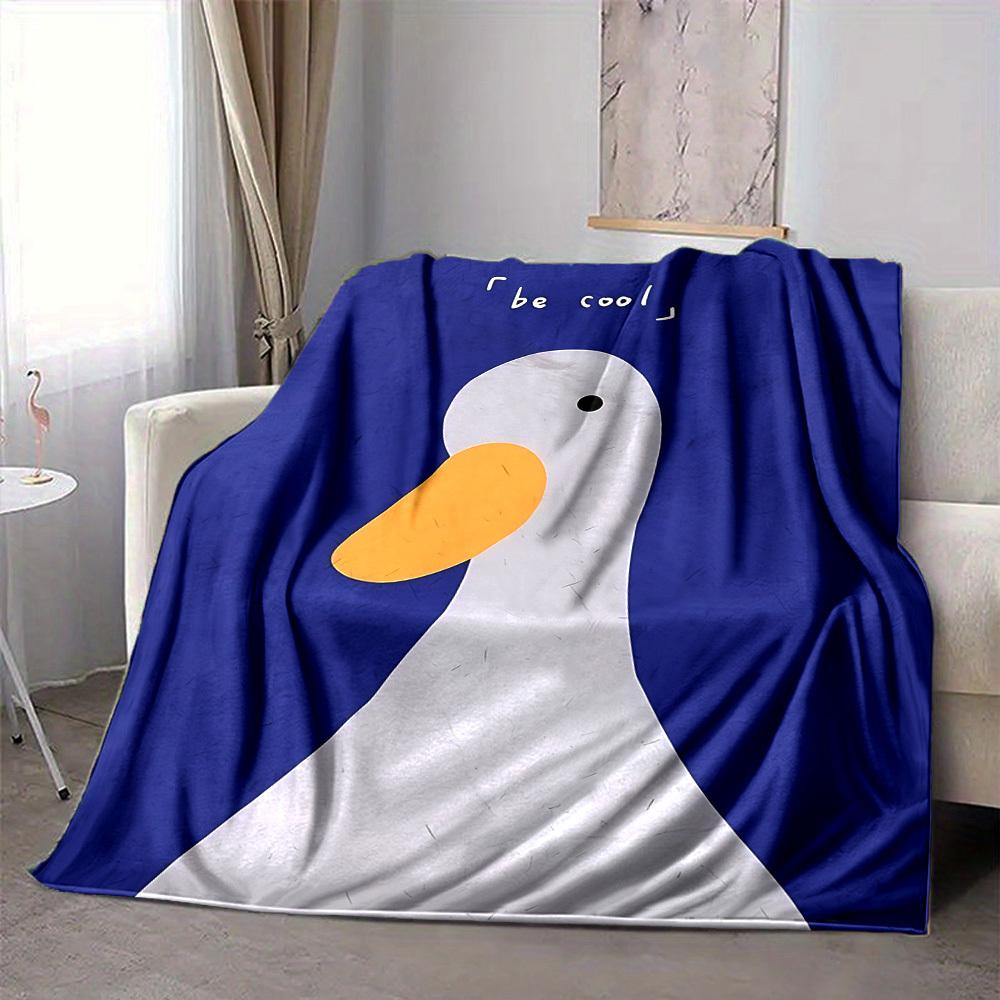 1pc Duck BeCool Lightweight Flannel Blanket, Comfortable and Warm Blanket, for Office and Camping Sofa Bed, Livingroom007