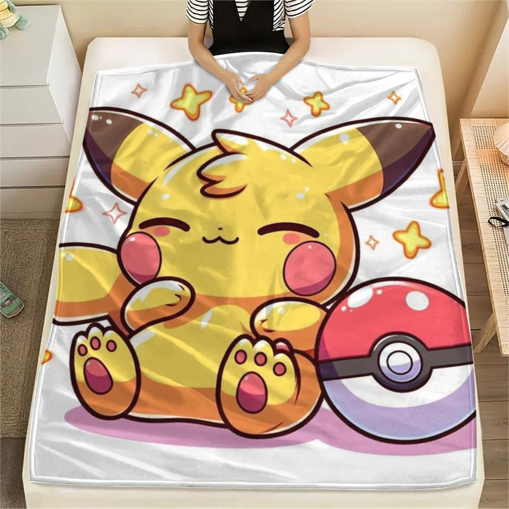 

Pikachu Flannel Blanket Print Design Warm for Bedroom Sofa Couch and Travel.-TING 75x90cm