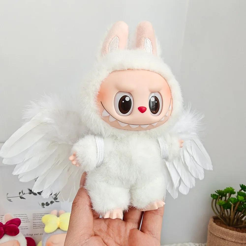 Labubu Black/White Wearable Feather Wings Dolls Clothes Outfit Accessories for 15-17cm DIY Mini Dolls Clothing Girl Gift