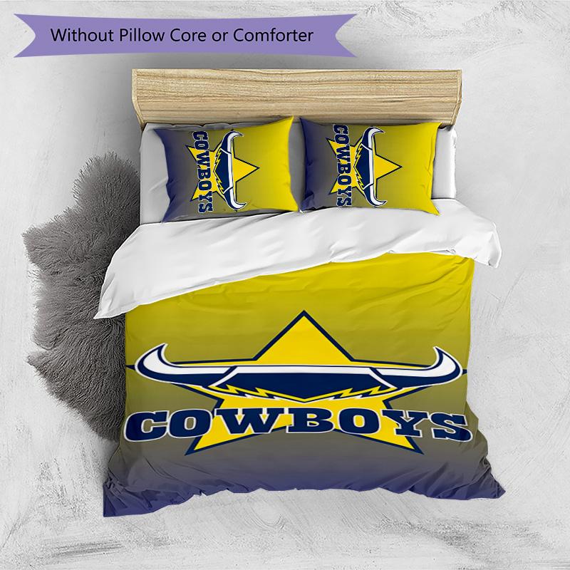 Set Biancheria da Letto Stampato 3 Pezzi North Queensland Cowboys Morbido Traspirante Copripiumino Federe Set Lavabile Decorazione Camera da Letto Regalo per la Casa