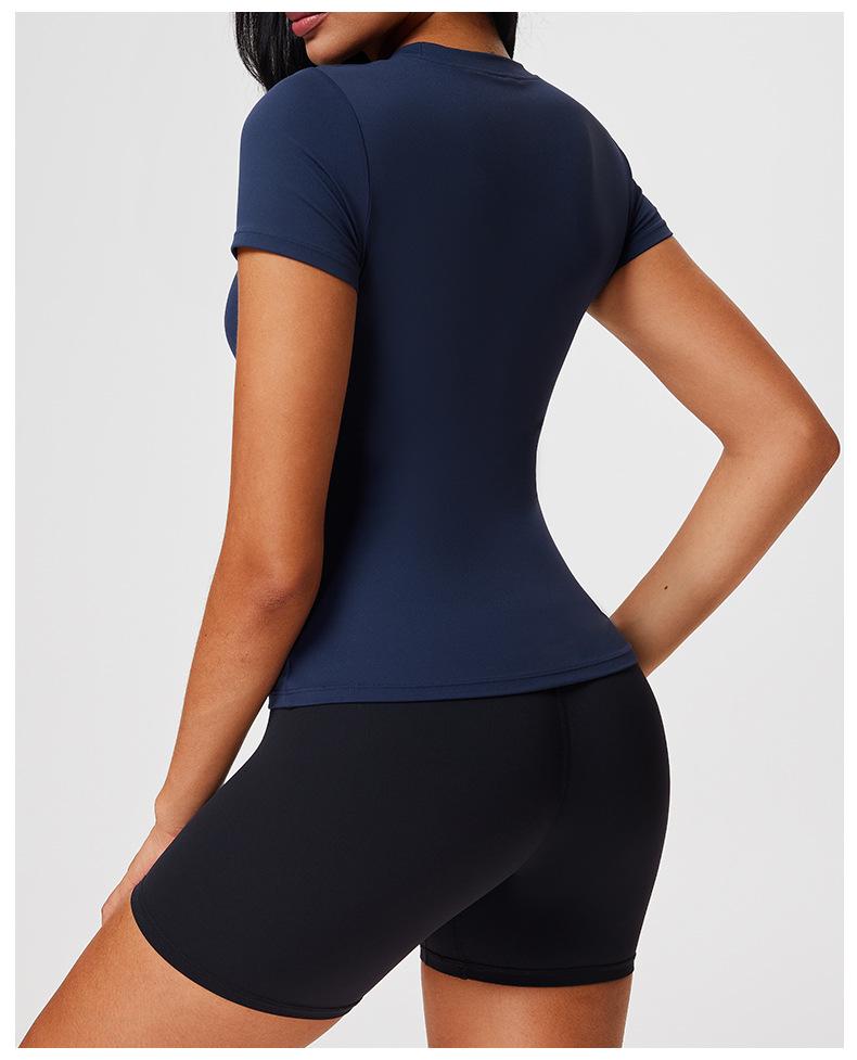 Top da Yoga Cai Jue da Donna, Vestibilità Slim, Manica Corta