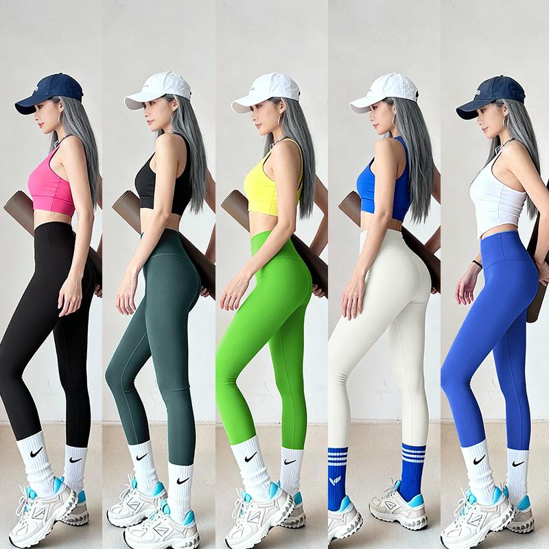 Lulu Elastic Fitness Pants: Women's Quick-Drying, Hip-Lifting Yoga and Running Tights for Spring and Summer.