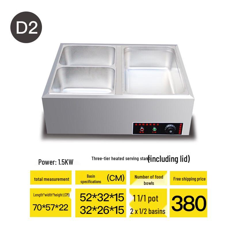 Aokewen D2 Commercial 3-Basin Countertop Food Warmer