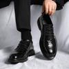 3285 Herrenschuhe Frühling und Sommer Bräutigam Hochzeitsschuhe High-End Schwarz Businesskleid Weichsohlige Lederschuhe Herren Blockschuhe