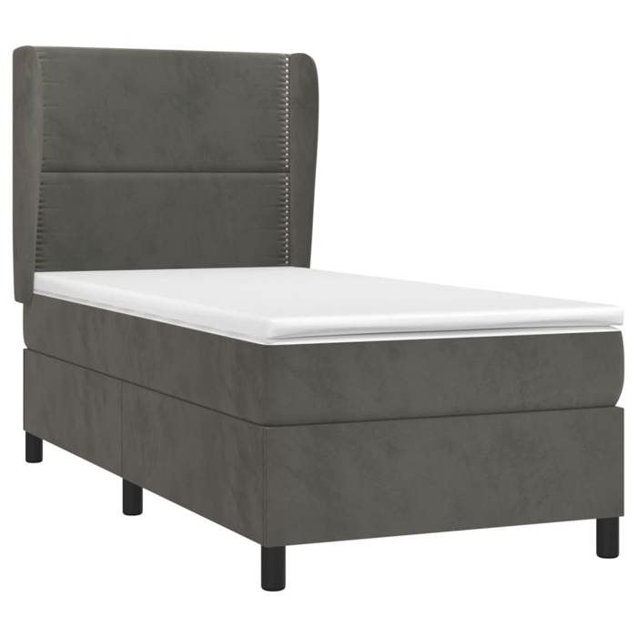 3129118 vidaXL Divan Bed and Mattress Dark Grey 80x200 Cm Velvet