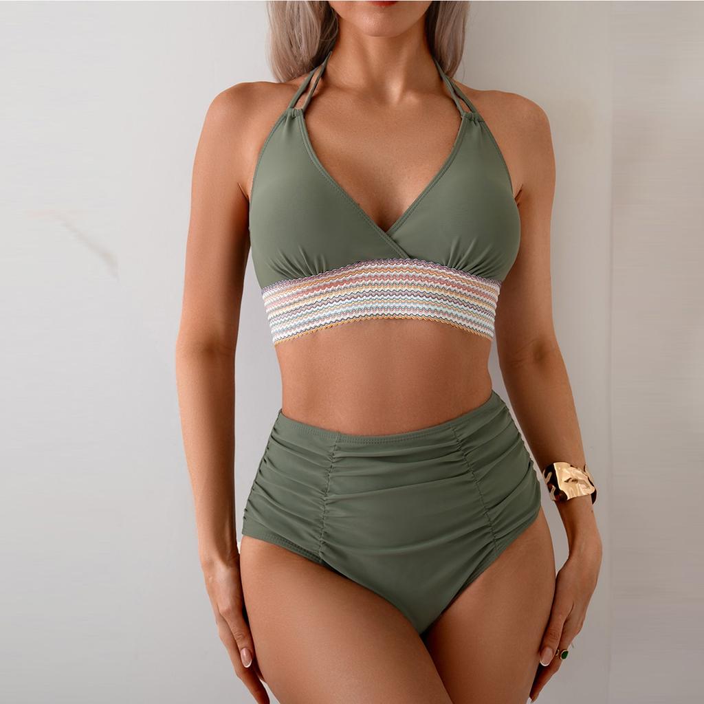 Solid badetøy Sense-bikini for kvinner med brystpute uten stål-BH Badetøy