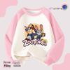 Girls' Zootopia Color Block Hoodie with Lights - Cotton, Raglan Sleeves, Striped, Thin/Plus Velvet, Autumn/Winter
