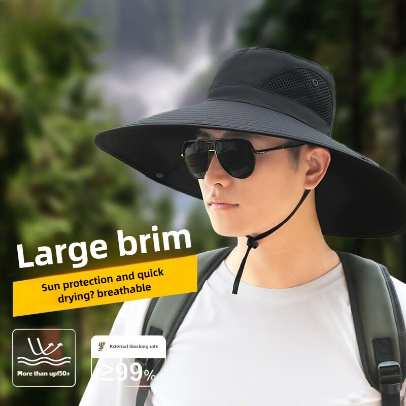 1PCS Sun Protection Hat Men's Summer Sun Hat Outdoor Fishing Hat Big Brim Climbing Bucket Hat UV Protection Sun Hat