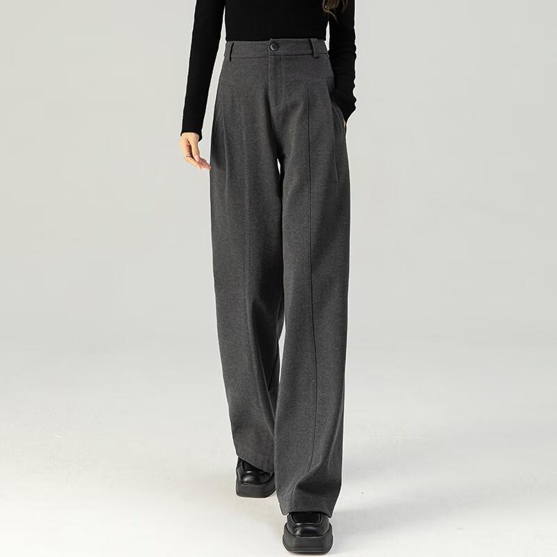 Fanzhen Women's 2024 A/W Thickened Woolen Wide-Leg Casual Trousers