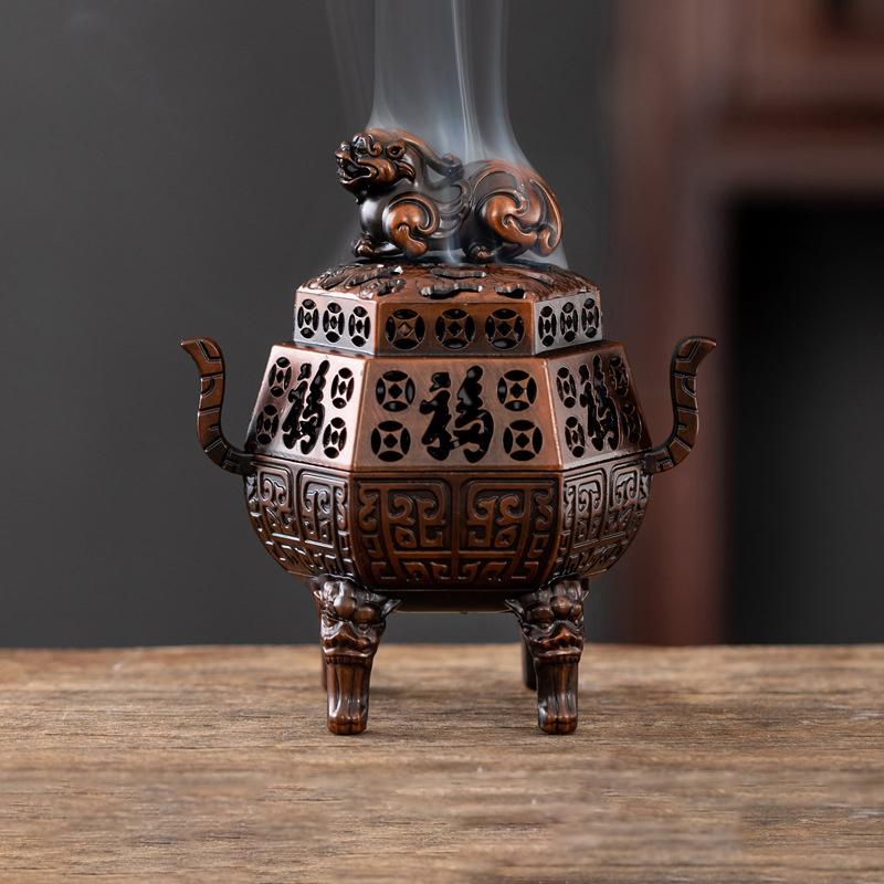 Quadruped Alloy Incense Burner Household Indoor Tea Room Office Tabletop Decoration Purification Incense Coil Aromatherapy Stove