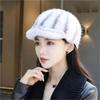 New real mink fur hat Women's winter trendy knight hat thickened warmth mink fur baseball cap That is fashionable versatile