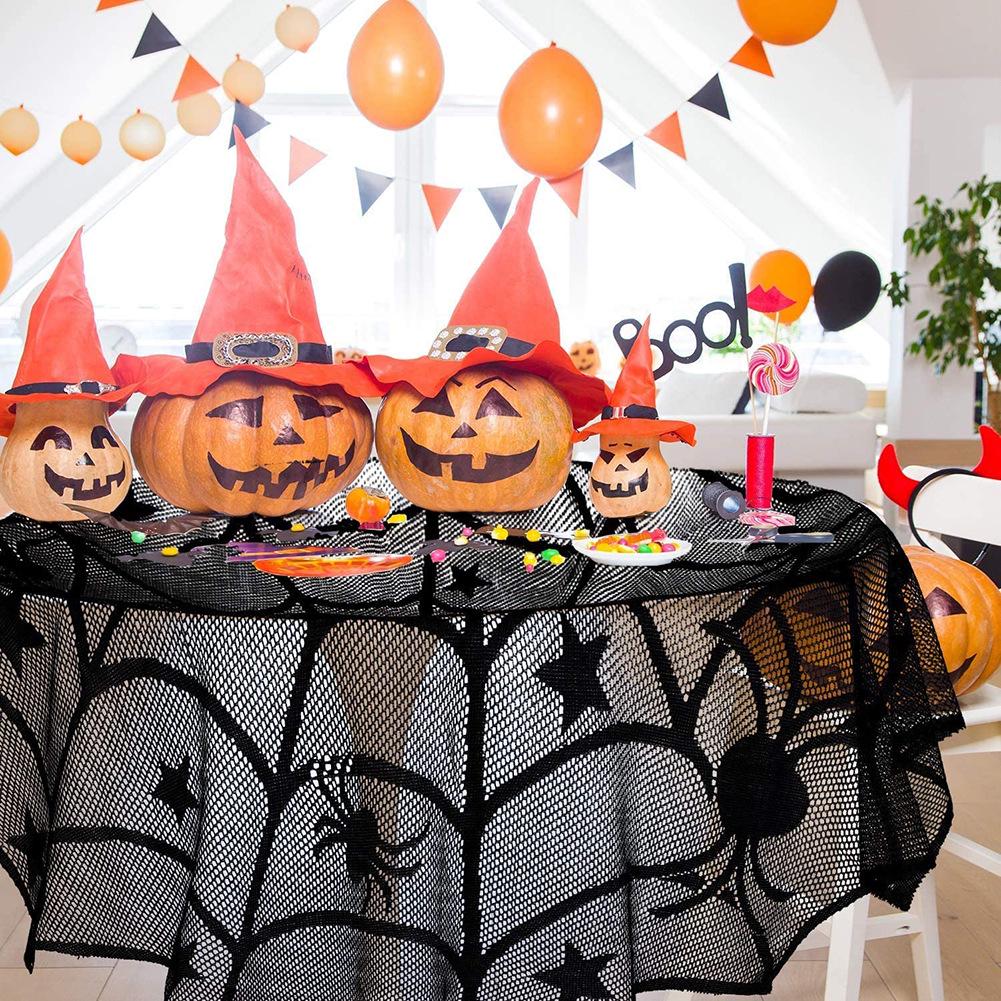 Black Lace Halloween Spiderweb Table Runner - European & American Style
