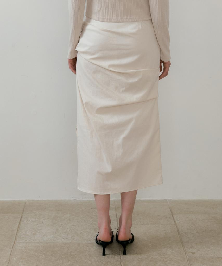 Riorg Batd Lots Shirring Skirt Cream